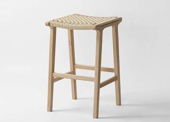 KVJ- 9178  wood stool with paper cord seat